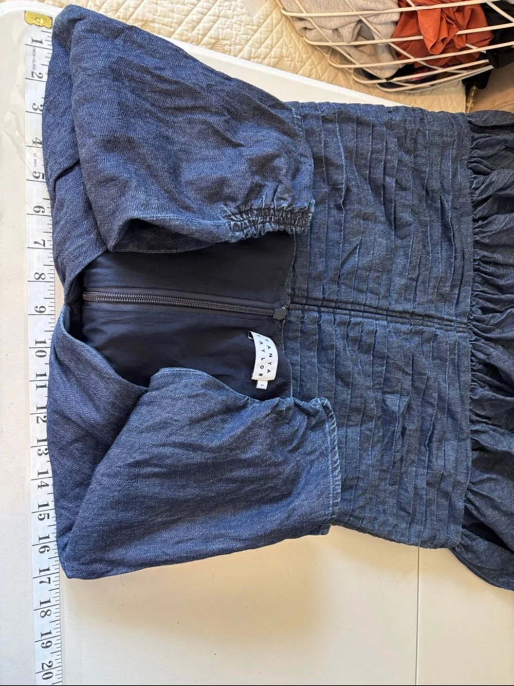 Tanya Taylor Pansy Denim Dress Size 2 French Rodeo Festival Graduation Prom - Picture 4 of 16